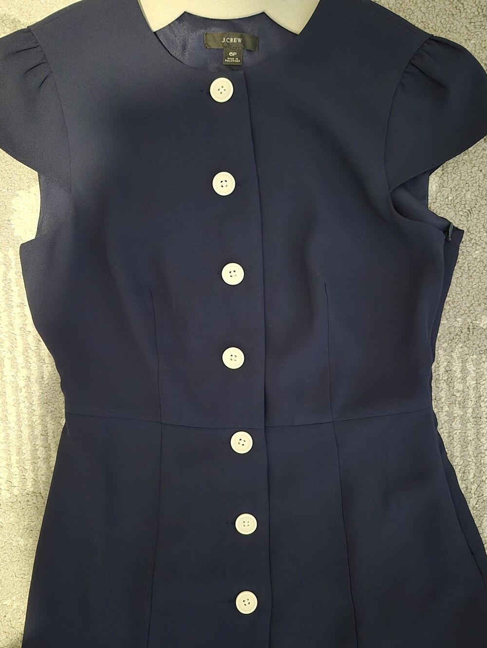 J.crew Classic Navy Button-Front Women's Sheath Dress 6P - Picture 4 of 4